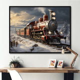 Christmas countryside winter train - Transportation Train Canvas Wall Art