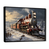 Christmas countryside winter train - Transportation Train Canvas Wall Art