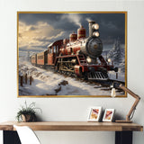 Christmas countryside winter train - Transportation Train Canvas Wall Art