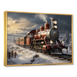 Christmas countryside winter train - Transportation Train Canvas Wall Art