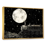 Black and white train at night I - Transportation Train Canvas Wall Art