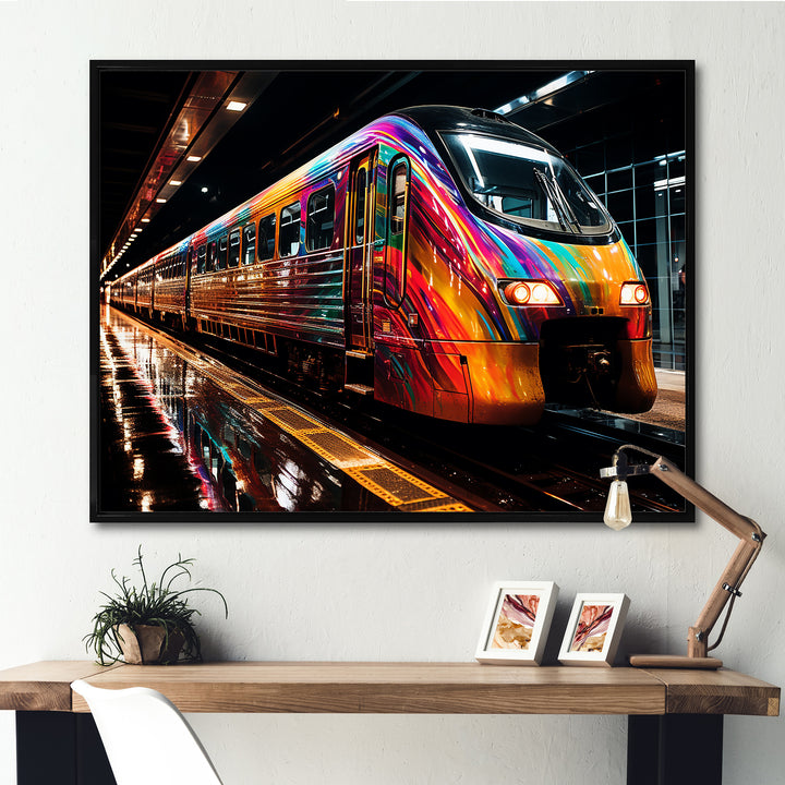 Colorful graffiti Train Journey - Transportation Train Canvas Wall Art