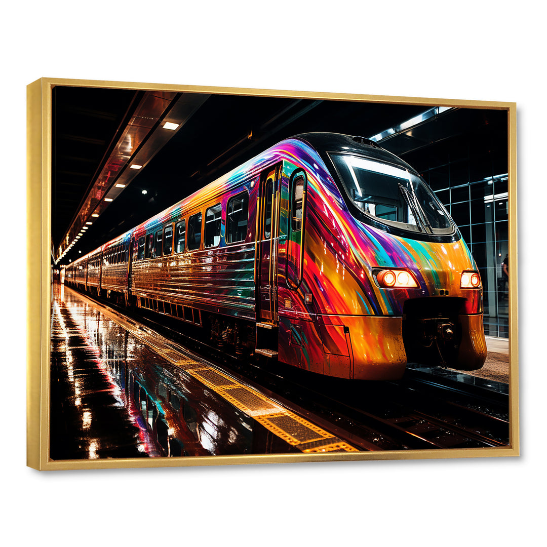 Colorful graffiti Train Journey - Transportation Train Canvas Wall Art
