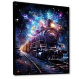 Purple moonlight Train Journey - Transportation Train Canvas Wall Art
