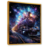Purple moonlight Train Journey - Transportation Train Canvas Wall Art