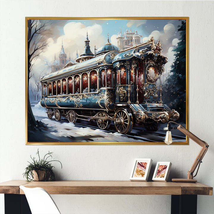 Christmas Train Journey I - Transportation Train Canvas Wall Art