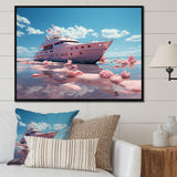 Pink yacht voyage success - Boat Canvas Wall Art