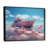 Pink yacht voyage success - Boat Canvas Wall Art