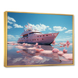 Pink yacht voyage success - Boat Canvas Wall Art