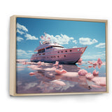 Pink yacht voyage success - Boat Canvas Wall Art