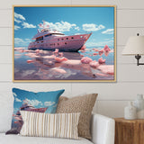Pink yacht voyage success - Boat Canvas Wall Art