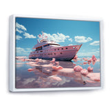 Pink yacht voyage success - Boat Canvas Wall Art