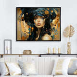 Woman in blue woman in the 50s - Fashion Canvas Wall Art