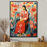 Mexican floral woman portrait  I - Fashion Canvas Wall Art