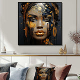 Black and gold Expressive Tribes African Woman I - Fashion Canvas Wall Art