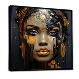 Black and gold Expressive Tribes African Woman I - Fashion Canvas Wall Art