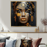 Black and gold Expressive Tribes African Woman I - Fashion Canvas Wall Art