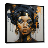 Black and gold Expressive Tribes African Woman IV - Fashion Canvas Wall Art