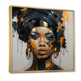 Black and gold Expressive Tribes African Woman IV - Fashion Canvas Wall Art