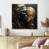 Cubism black and gold African Mother  II - Fashion Canvas Wall Art