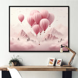 Pink Air Balloon Adventure on Peak - Hot Air Balloon Canvas Wall Art