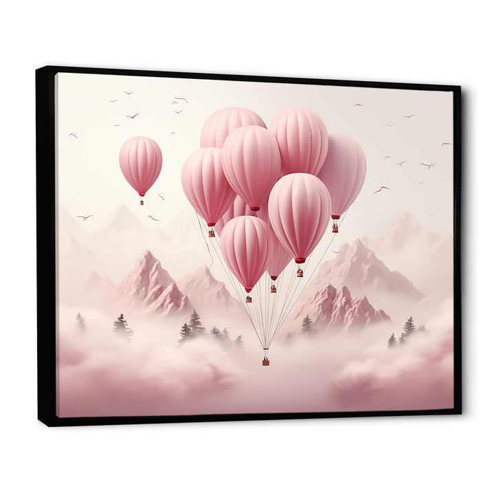 Pink Air Balloon Adventure on Peak - Hot Air Balloon Canvas Wall Art