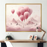 Pink Air Balloon Adventure on Peak - Hot Air Balloon Canvas Wall Art
