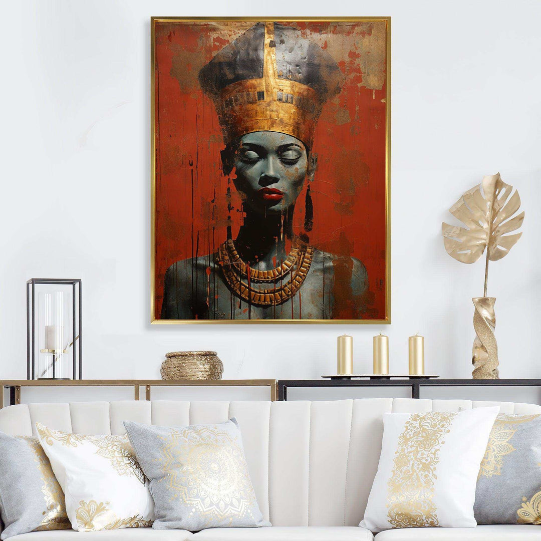 Gold and Red Diva African American Woman III - Fashion Canvas Wall Art