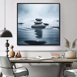 Blue Zen Serenity of Spiritual Stones in Water I - Spiritual Canvas Wall Art