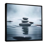 Blue Zen Serenity of Spiritual Stones in Water I - Spiritual Canvas Wall Art