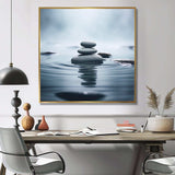 Blue Zen Serenity of Spiritual Stones in Water I - Spiritual Canvas Wall Art