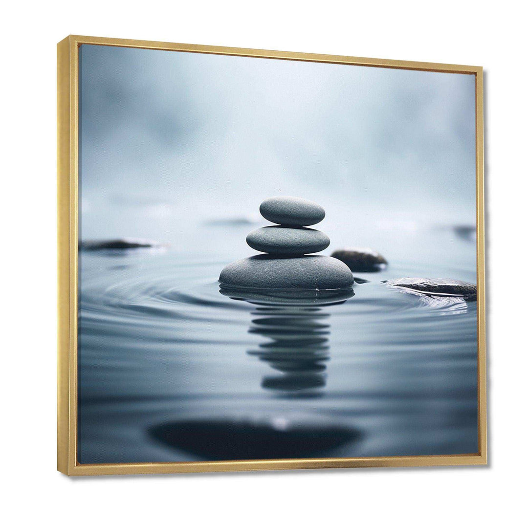 Blue Zen Serenity of Spiritual Stones in Water I - Spiritual Canvas Wall Art
