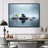 Blue Zen Serenity of Spiritual Stones in Water II - Spiritual Canvas Wall Art