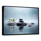 Blue Zen Serenity of Spiritual Stones in Water II - Spiritual Canvas Wall Art