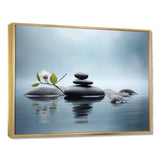 Blue Zen Serenity of Spiritual Stones in Water II - Spiritual Canvas Wall Art