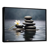 Blue Zen Serenity of Spiritual Stones in Water III - Spiritual Canvas Wall Art