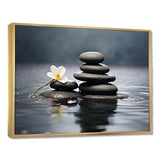 Blue Zen Serenity of Spiritual Stones in Water III - Spiritual Canvas Wall Art