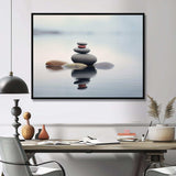 Blue Zen Serenity of Spiritual Stones in Water IV - Spiritual Canvas Wall Art