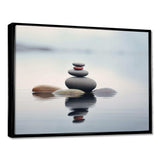 Blue Zen Serenity of Spiritual Stones in Water IV - Spiritual Canvas Wall Art