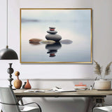 Blue Zen Serenity of Spiritual Stones in Water IV - Spiritual Canvas Wall Art