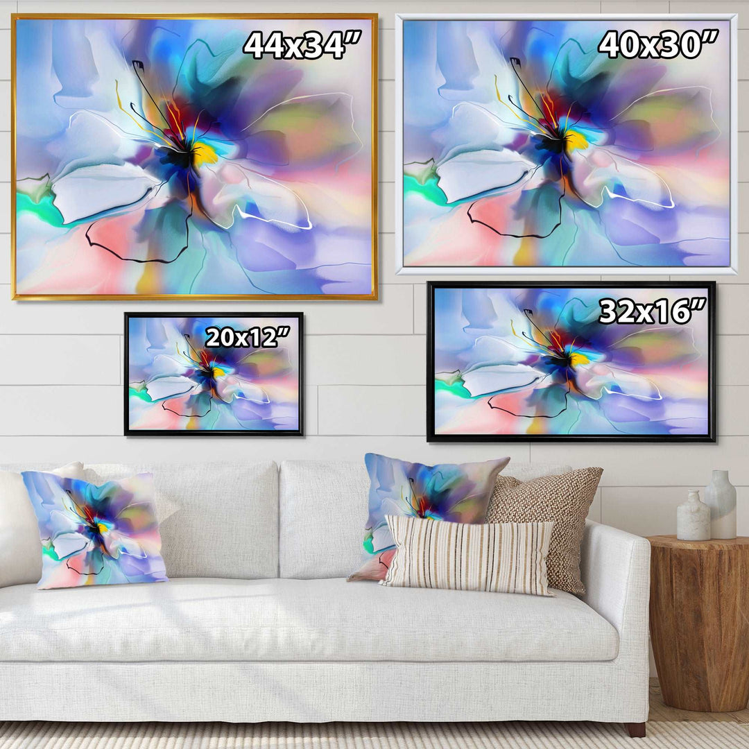 Abstract Creative Blue Flower Framed Print Matte White - 1.5" Width
