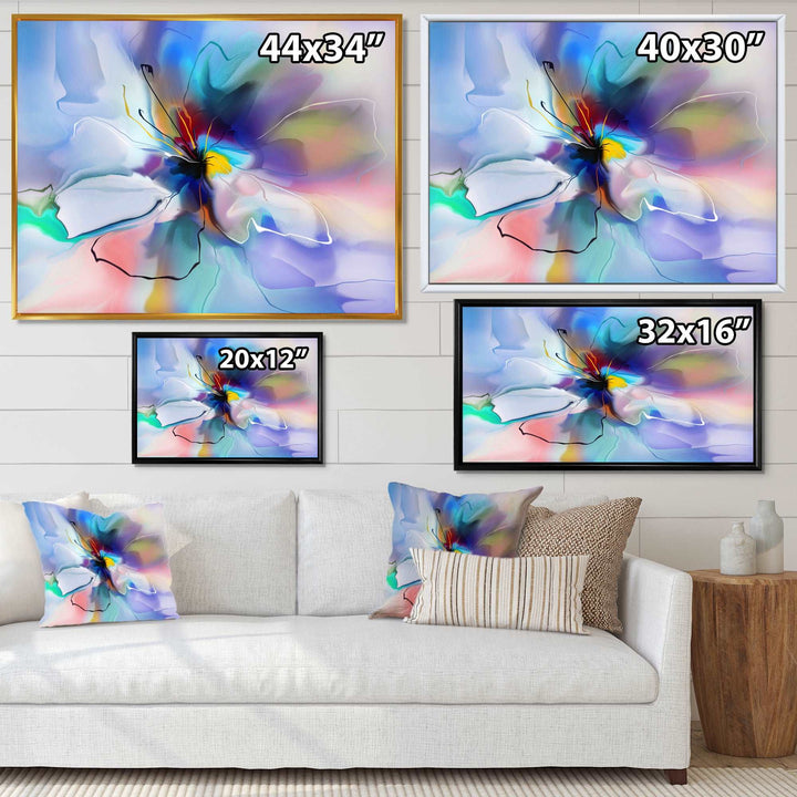 Abstract Creative Blue Flower Framed Print Matte White - 1.5" Width