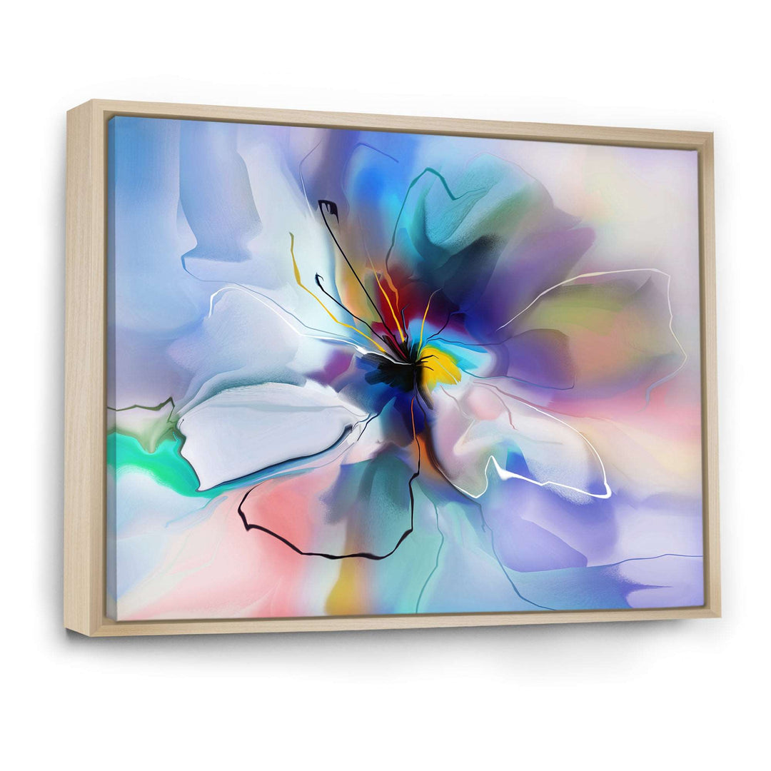 Abstract Creative Blue Flower Framed Canvas Matte White - 1.5" Thick