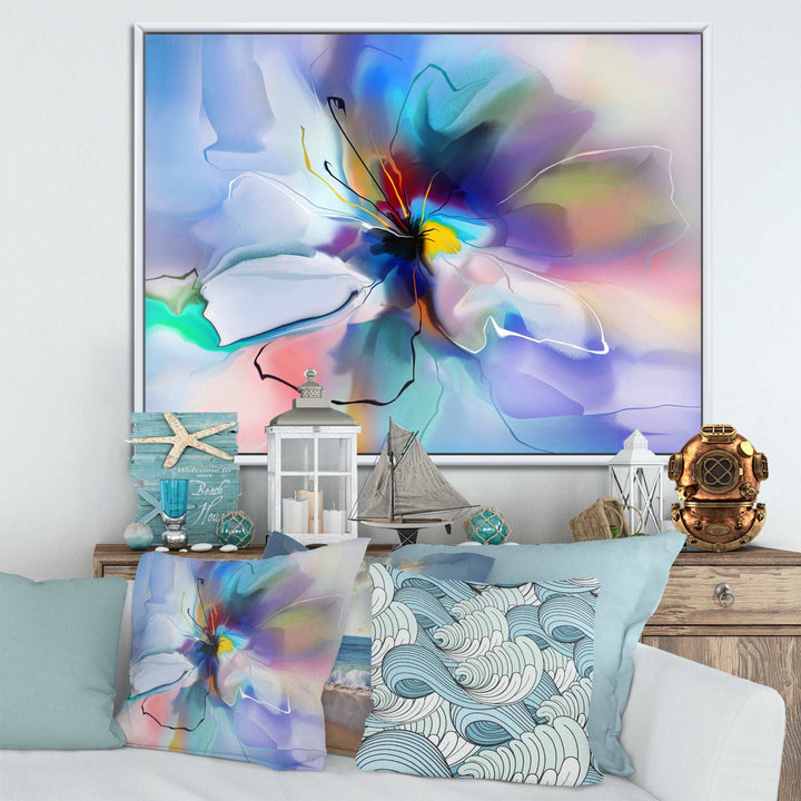 Abstract Creative Blue Flower Framed Canvas Matte White - 1.5" Thick