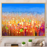 Abstract Flower Field Watercolor Painting Framed Canvas Matte White - 1.5" Thick