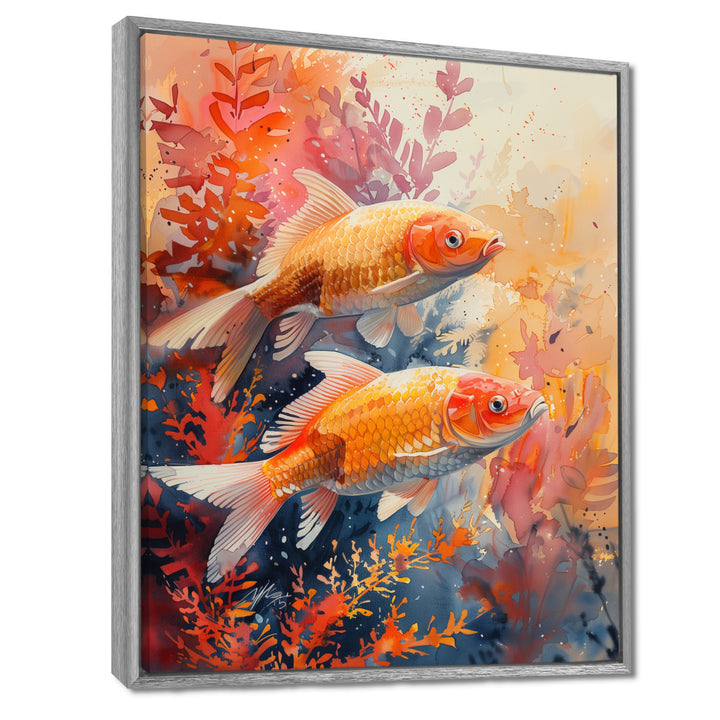Orange coral Marine koi fish magic - Coral Wall Art Prints