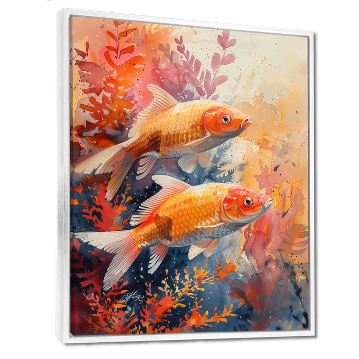 Orange coral Marine koi fish magic - Coral Wall Art Prints