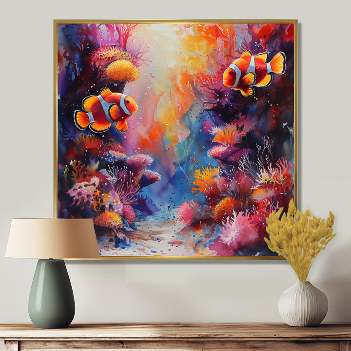 Orange pink clownfish coral Marine Majesty - Orange Coral Wall Art