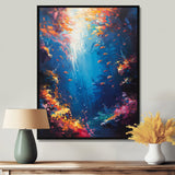 Blue orange coral clownfish Marine life - Coral Framed Canvas Art