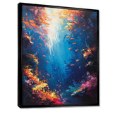 Blue orange coral clownfish Marine life - Coral Framed Canvas Art